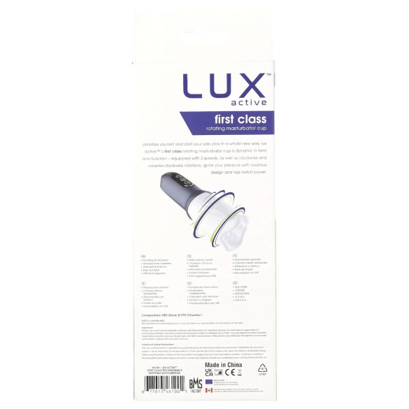 LUX Active First Class - automatický masturbátor s rotačnou hlavou - biely/sivý