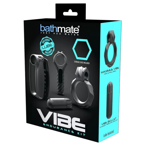 Bathmate Vibe Endurance - sada masturbátora a erekčného krúžku (čierna)