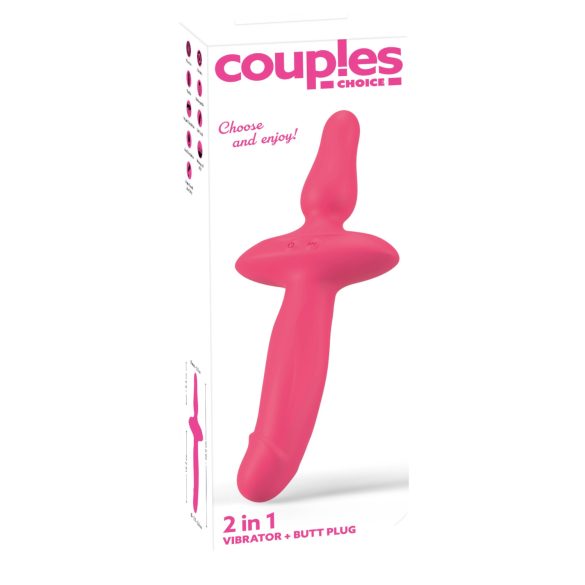 Couples Choice - vibrátor a análny plug 2v1 - ružový