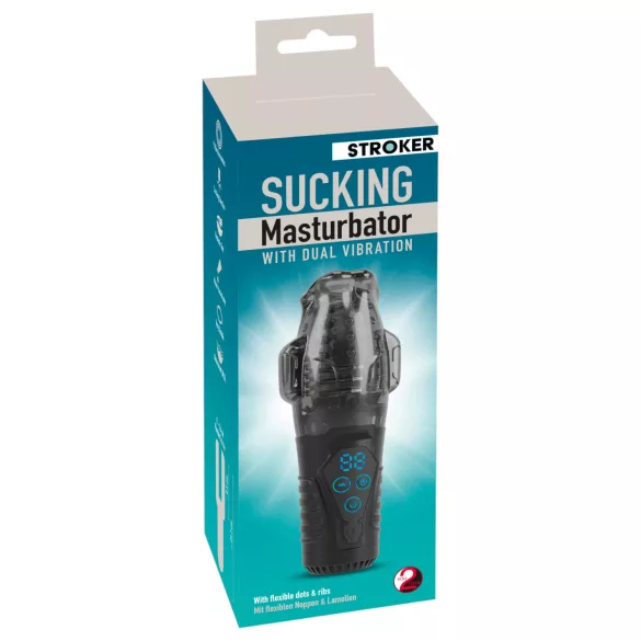 Stroker - vibračný masturbátor s podtlakom - sivý