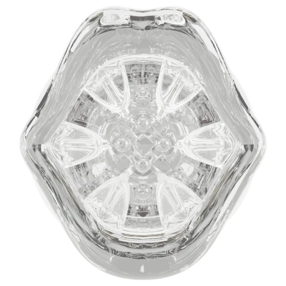 Stroker - vibračný rotačný masturbátor - priehľadný