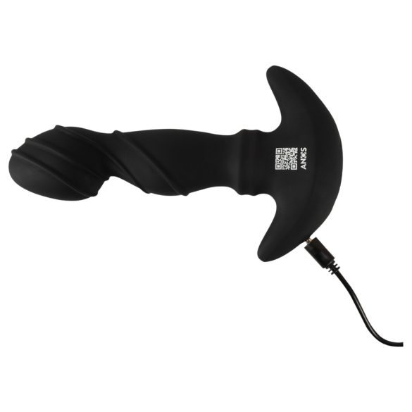 ANOS - vibračný stimulátor prostaty s pohyblivým krúžkom - čierny