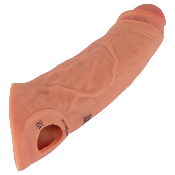 Realistixxx - vibračný návlek na penis s diaľkovým ovládaním - telová - 20 cm