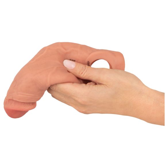 Realistixxx - vibračný návlek na penis s diaľkovým ovládaním - telová - 20 cm