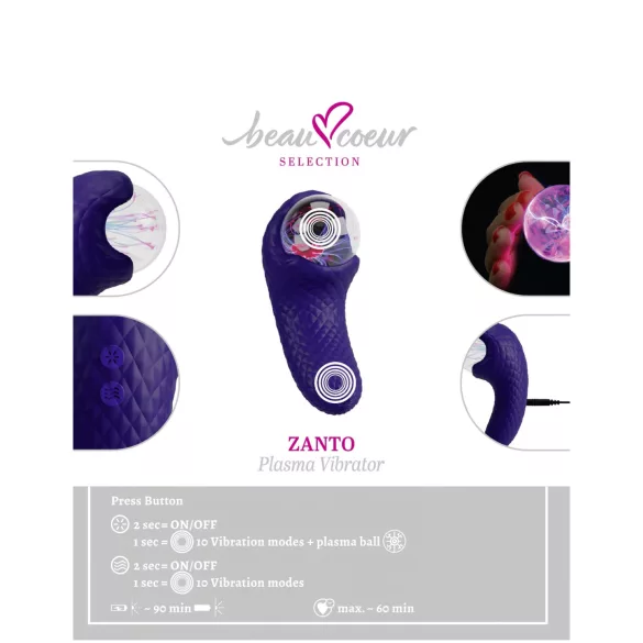 Beau Coeur Zanto - vibrátor pre ženy - vibrácie - modrý
