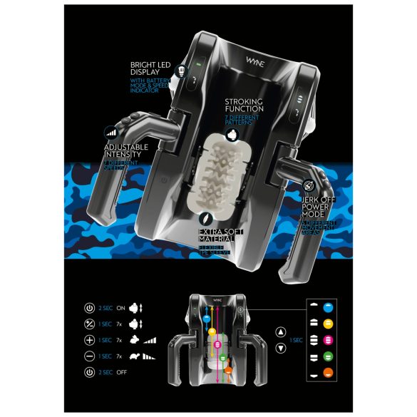 WYNE 10 - automatický masturbátor s držadlom - čierny