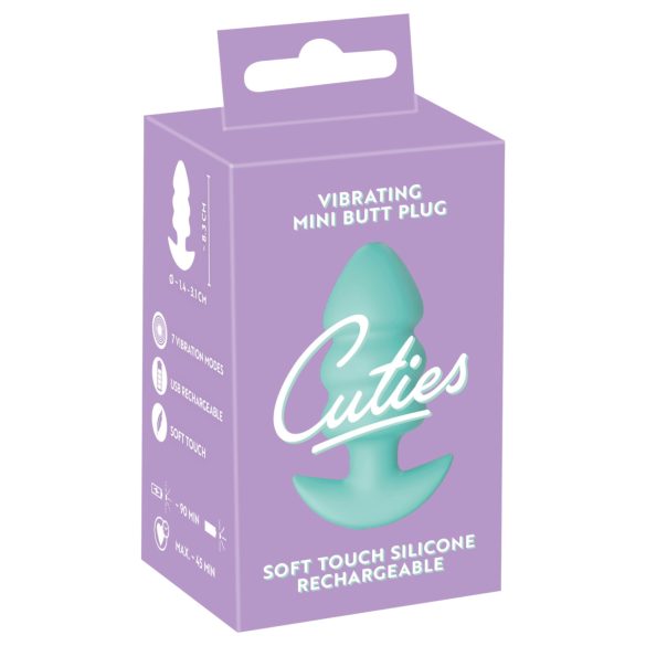 Cuties Mini - análny vibrátor plug s guľôčkami - zelený