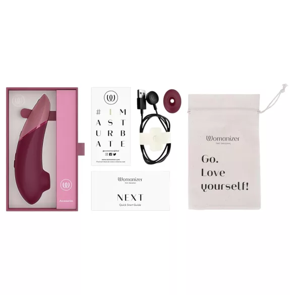 Womanizer Next - stimulátor klitorisu - tlakové vlny - nabíjateľný - bordový