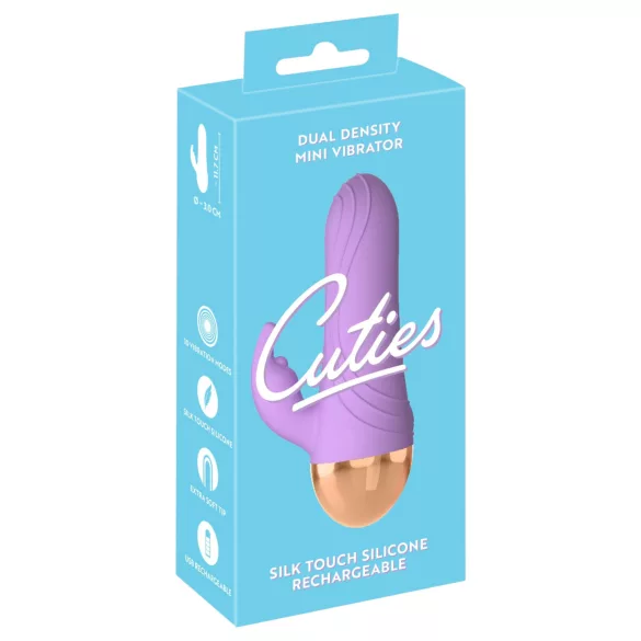 Cuties - akumulátorový, vodotesný mini vibrátor s klitorisovým ramienkom (fialový)