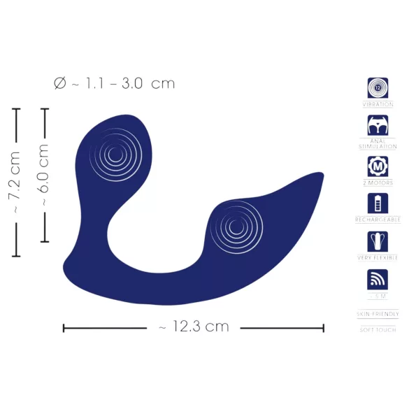 SMILE - vibrátor na diaľkové ovládanie - anál a nohavičky - modrý