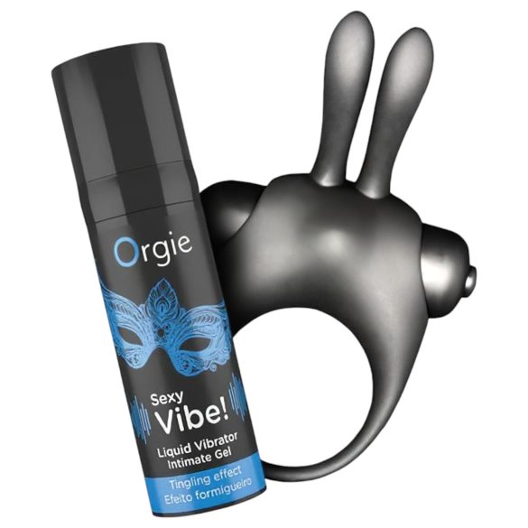 Orgie Bunny - vibračná sada krúžkov na penis (čierna)