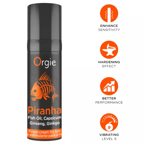 Orgie Piranha Power Cream - Stimulačný krém na zvýšenie potencie pre mužov (15 ml)