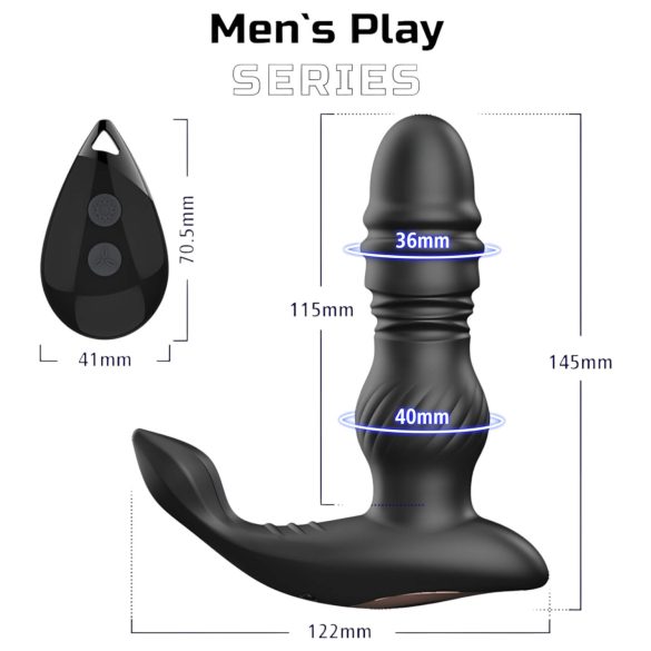 Men's Play - vibrátor na prostatu s pohybom hore-dole - čierny