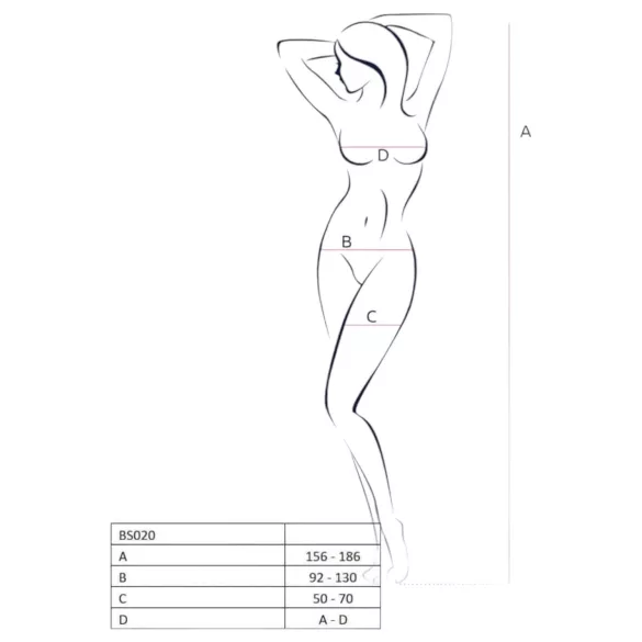 Passion BS020 - erotický otvorený overal - čierny - S-L