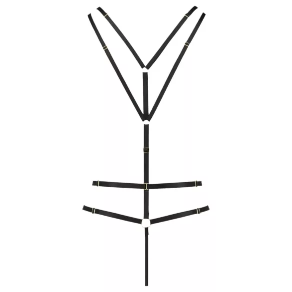 Passion Devil Višňa - kovový krúžkový body postroj (čierny)