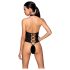 Passion Nancy - otvorené body s krížovými ramienkami (čierne) - L/XL