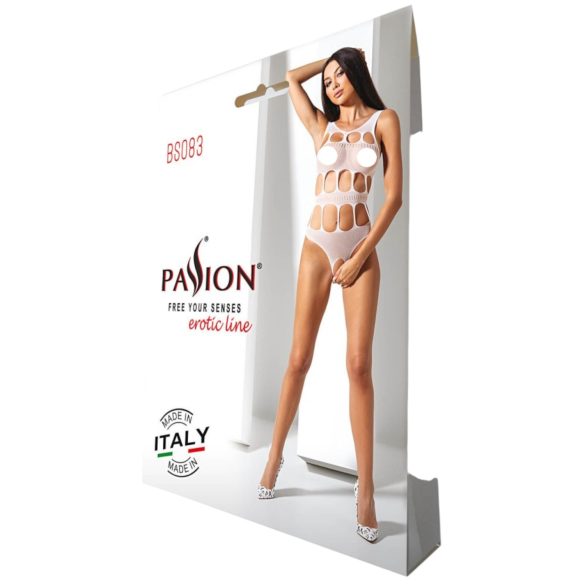 Passion BS083 - otvorený sieťovaný body - biely - S-L