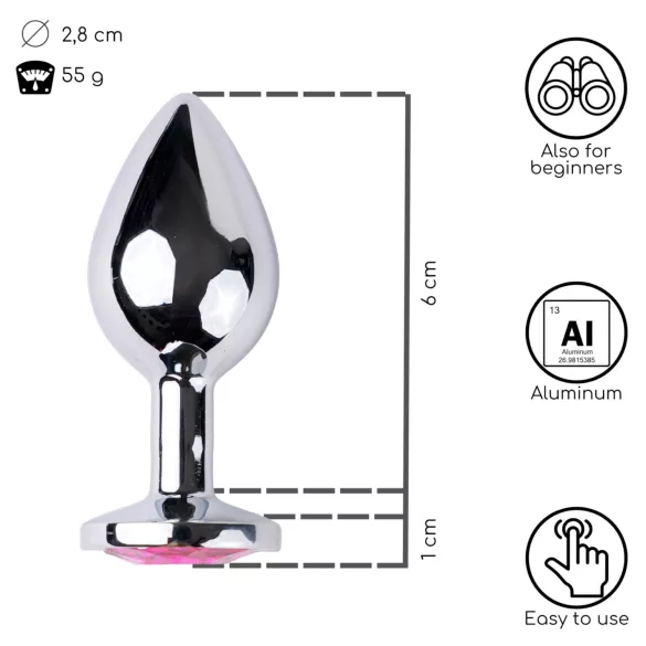 Desirel - análny kolík - malý, strieborný/ružový