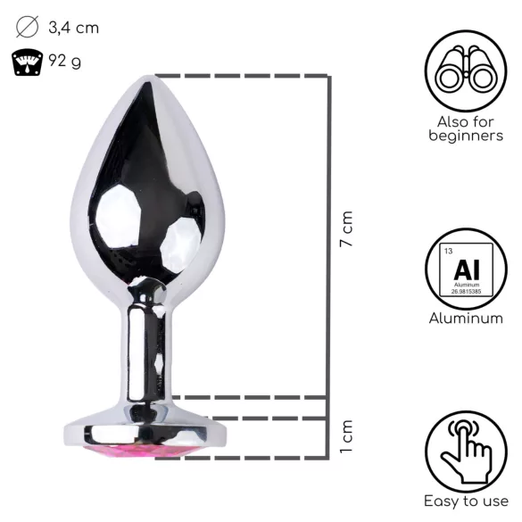 Desirel - análny kolík - šperk ružový stredný - strieborná/ružová
