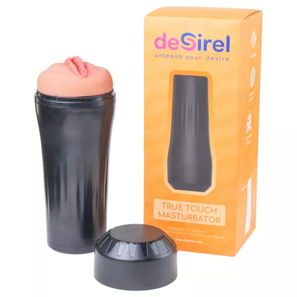 Desirel True Touch - realistická vibračná vagína - prírodná/čierna
