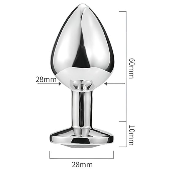 Sunfo - kovový análny kolík so srdiečkovým zlatým kameňom - strieborný