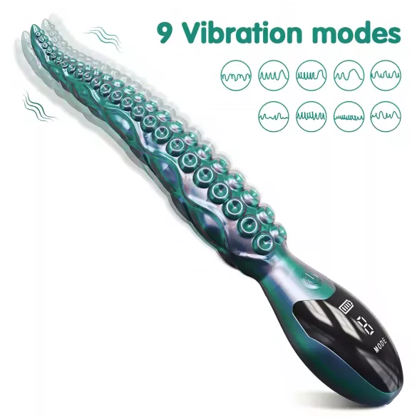 Monster Fuck - vibrátor s prísavkami - zelený
