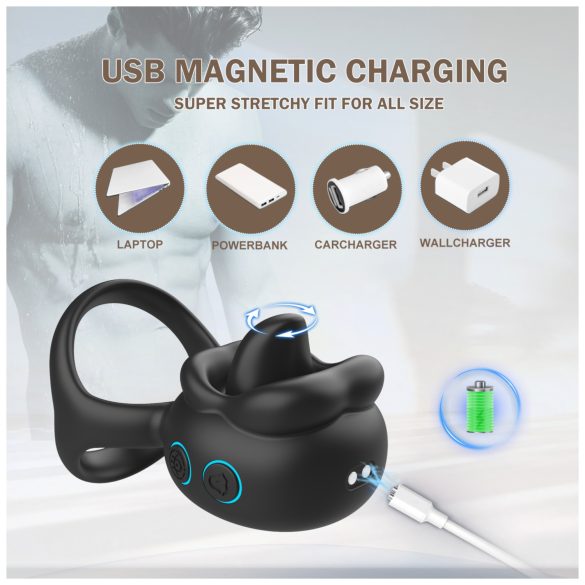 Biu-Biu - vibračný krúžok na penis a klitoris - čierny