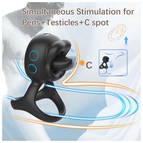 Biu-Biu - vibračný krúžok na penis a klitoris - čierny