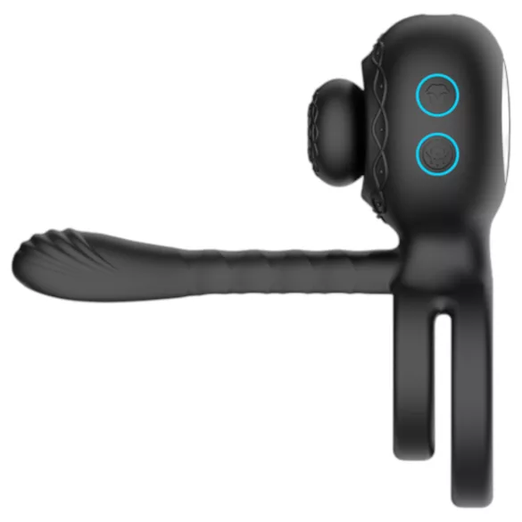 Biu-Biu - vibračný krúžok na penis a párový vibrátor - čierny