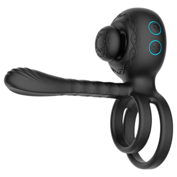 Biu-Biu - vibračný krúžok na penis a párový vibrátor - čierny