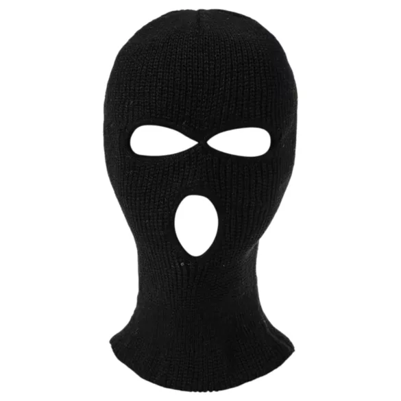 Balaclava - erotická kukla s 3 otvormi - čierna - pletená