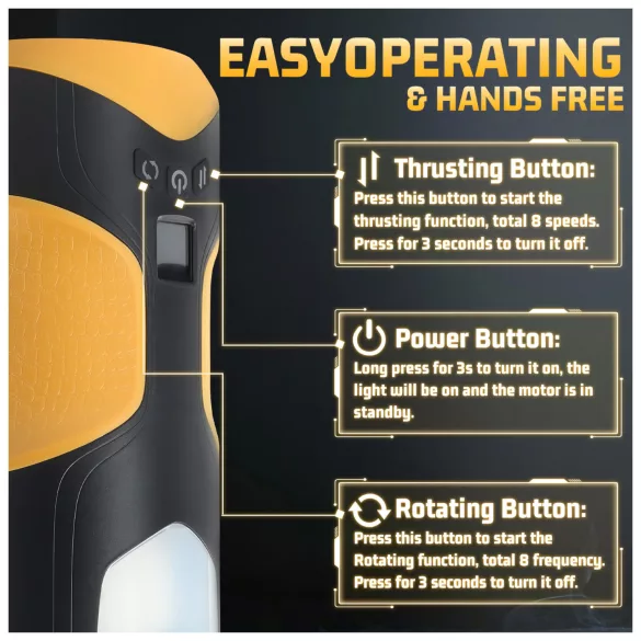 Lonely - masturbátor pre mužov - pohyblivý, rotačný - čierny