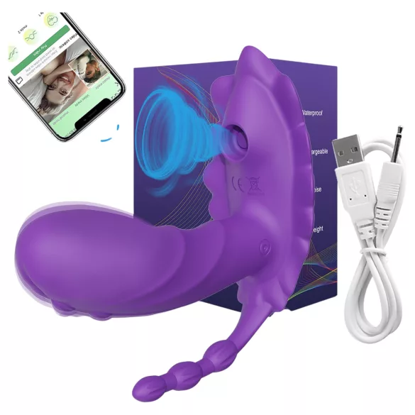 AlvUp - Aplikáciou ovládaný prenosný vibrátor (fialový)