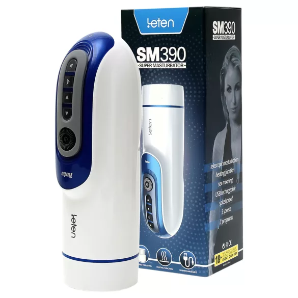 Leten SM390 - masturbátor s ohrevom a zvukom - biely