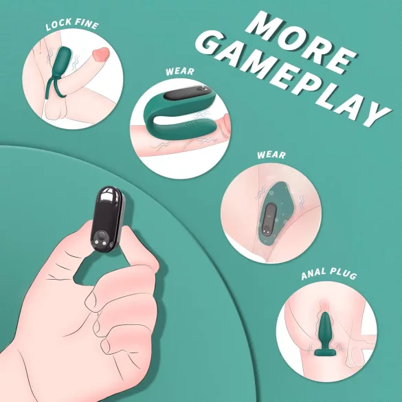 Sex HD - vibrátor set na diaľkové ovládanie - 4 diely - zelený