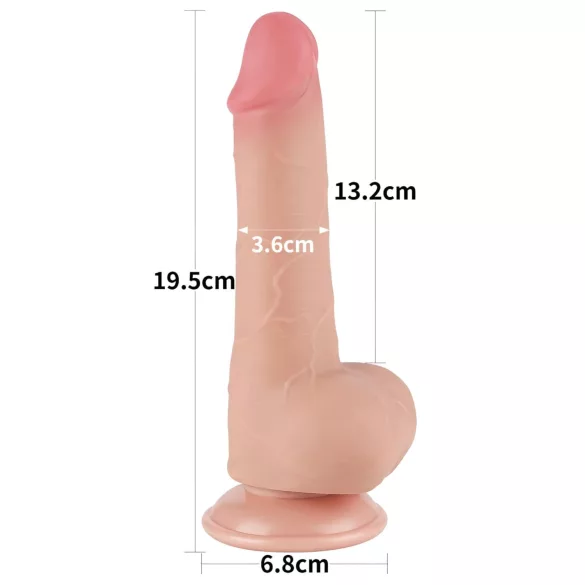 Lovetoy - realistický dvojvrstvový dildo s prísavkou - 19,5 cm - telová farba