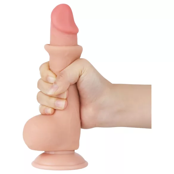 Lovetoy - realistický dvojvrstvový dildo s prísavkou - 19,5 cm - telová farba