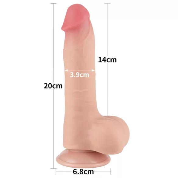 Lovetoy - dvojvrstvové realistické dildo s semenníkmi - 20 cm - naturálny