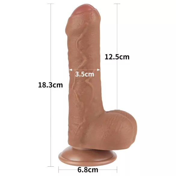 Lovetoy - realistický dildo s semenníkmi - dvojvrstvový - 18,3 cm