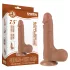 Lovetoy - realistický dvojvrstvový dildo s semenníkmi - 19,5 cm - tmavý odtieň