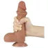 Lovetoy - realistický dvojvrstvový dildo s semenníkmi - 19,5 cm - tmavý odtieň