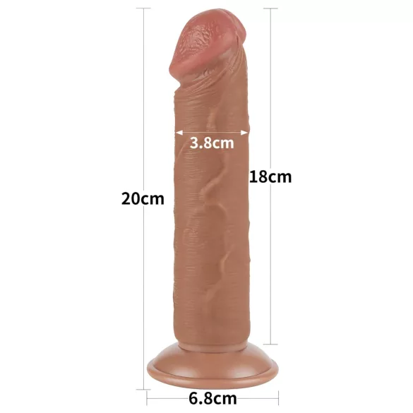 Lovetoy - realistické dildo s prísavkou - dvojvrstvové - 20 cm - telová farba