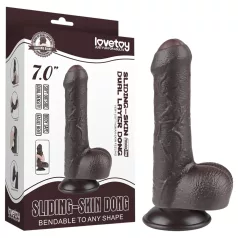   Lovetoy - realistický dildo s pohyblivou kožou a semenníkmi - 18,3 cm - hnedé