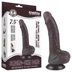   Sliding-Skin - dvojvrstvové dildo s prísavkou - 19,5 cm (hnedé)