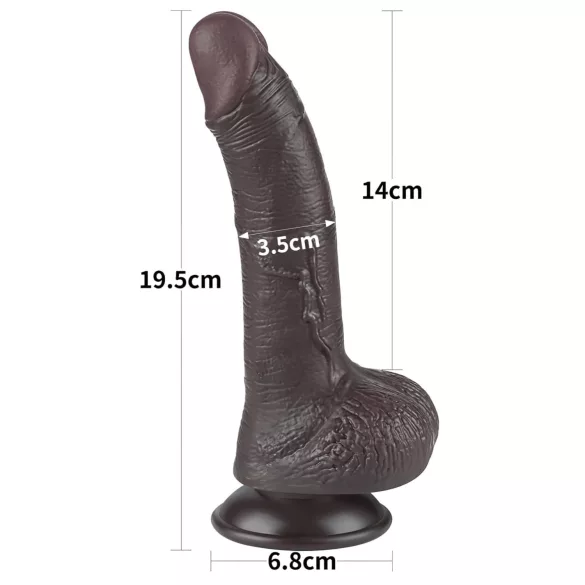 Lovetoy - realistický dildo s prísavkou - dvojvrstvové - 19,5 cm - hnedé