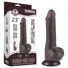   Lovetoy - realistický dvojvrstvový dildo s semenníkmi - 19,5 cm - hnedý