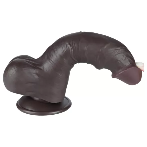 Lovetoy - realistický dildo s semenníkmi - dvojvrstvové - 20 cm - hnedé
