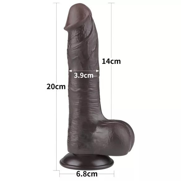 Lovetoy - realistický dildo s semenníkmi - dvojvrstvové - 20 cm - hnedé