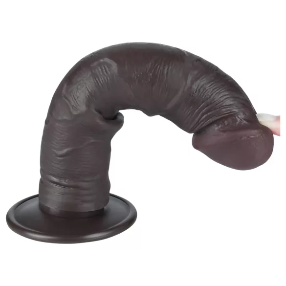 Lovetoy - realistický dvojvrstvový dildo s prísavkou - 20 cm - hnedý