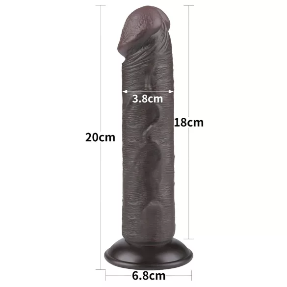 Lovetoy - realistický dvojvrstvový dildo s prísavkou - 20 cm - hnedý